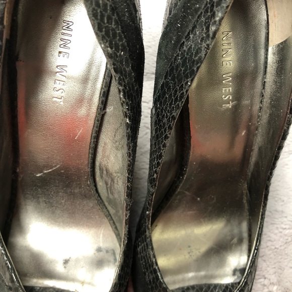 Nine West Snakeskin and Suede Open Toe Pump - Picture 8 of 11